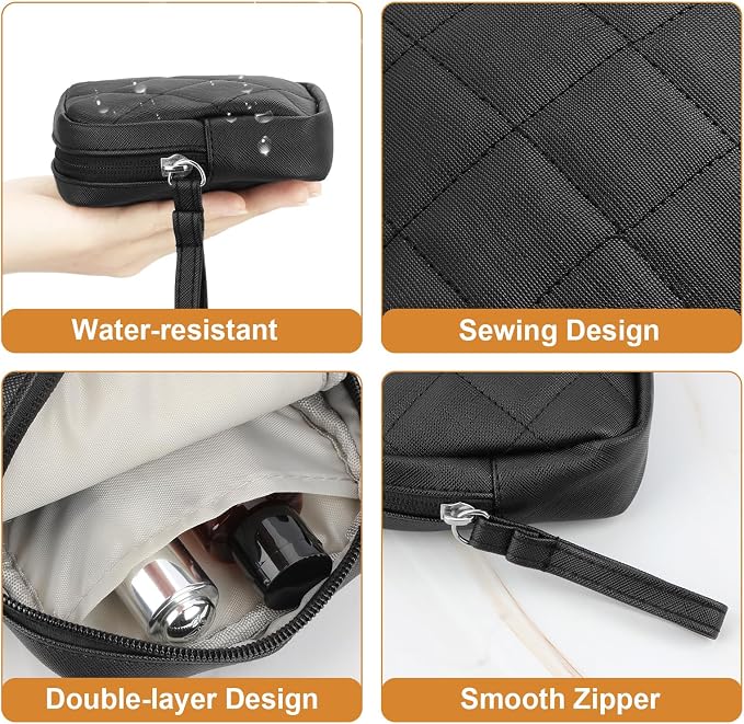 Likesing Sanitary Pad Storage Bag, Leather Period Bags for Teen Girls, Portable Tampon Menstrual Cup Pouch Nursing Pad Holder Purse, Sanitary Pouch for Feminine Products 1 Pack(Black)