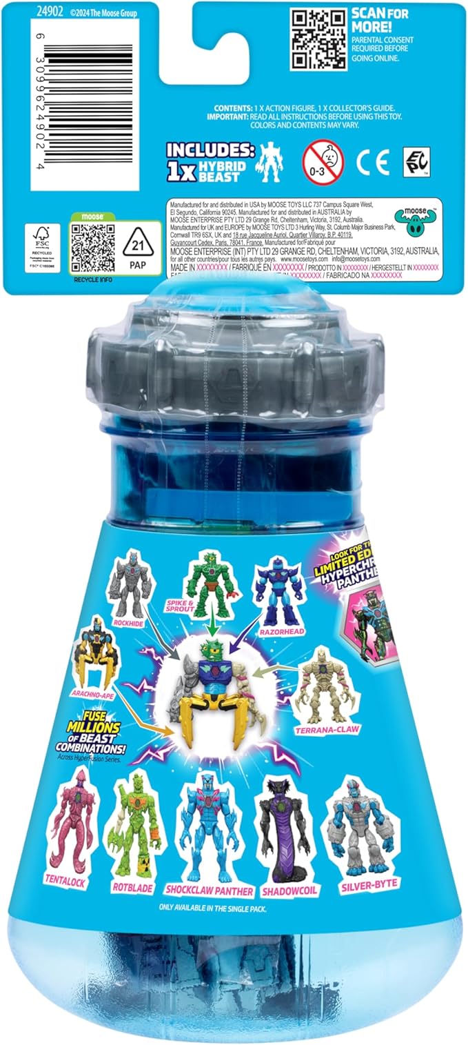 MRBEAST LAB Hybrids Single Pack, Mix & Match Millions of Combinations to Create The Ultimate Beast and Reveal Individual Beast Parts to Create 1 of 10 4" Hybrid Figures, 30+ to Collect