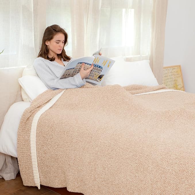 Snuggle Sac Twin XL Bed Blanket 66x90 inches, Super Soft Warm Beige Blankets for Bed, Living Room, Luxurious Microfiber Blanket Dupes, Heather Beige, 66x90 inches