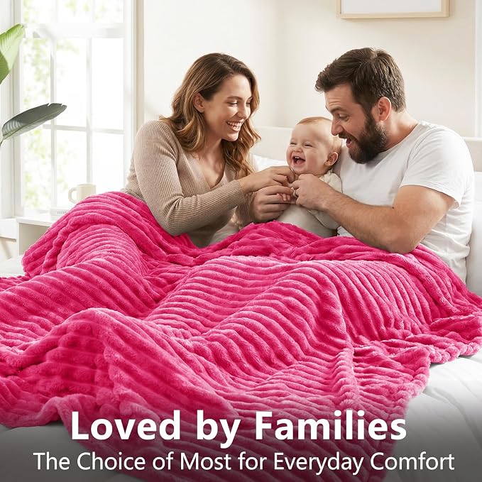 HIMEET Hot Pink King Blanket for Bed, 300GSM Ribbed Fleece, 108 x 90 Inches | Ultra Soft Flannel, All-Season Lightweight Warmth, Generous Bed Coverage & Home Decor, Gift for Men & Women, Machine Washable