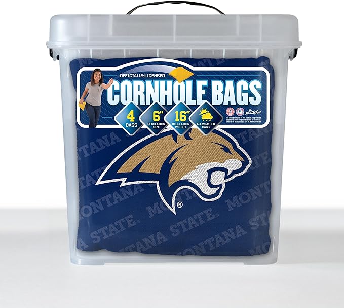 YouTheFan Officially-Licensed NCAA Set of 4 Cornhole Bags - All Weather Regulation 6” x 6” Size - 16oz Weight - Designed in USA