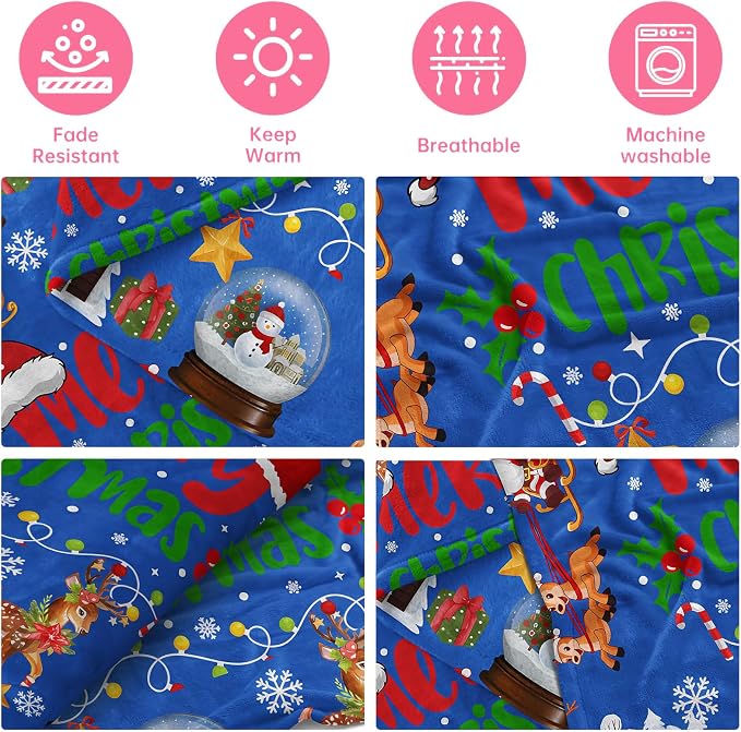 COMFAR Cute Christmas Blankets and Throws for Adults/Women/Boys/Kids, Holiday Fleece Throw Blanket for Couch/Sofa, Holiday Decor, Christmas Decorations/Gifts 50"x 60"