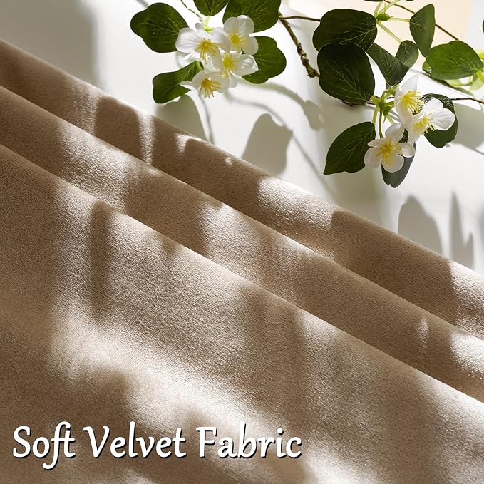 GIGIZAZA Taupe Velvet Pillow Covers 20x20 Decorative Pillows Pack of 2 | Natural Throw Pillows for Couch Sofa,280gsm Soft Textured Fabric,Luxury Modern Square Pillowcases,Luxury Cushion Covers