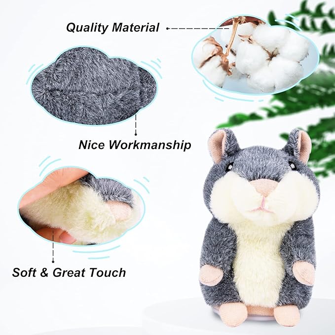 Ayeboovi Kids Toys for Ages 2-4 Talking Hamster Repeats What You Say, Stuffed Animals for Toddler Kid Birthday Gift, Fun Interactive Plush Autism Toy for 2 3 4 5 Years Old Boys Girls