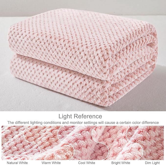 Exclusivo Mezcla Soft Waffle Fleece Bed Blanket King Size, Heather Pink | Lightweight Plush Blanket for Bed, Bedroom, Cozy Flannel with Waffle Texture, Stylish Home Decor, All Season, 104x90 Inches