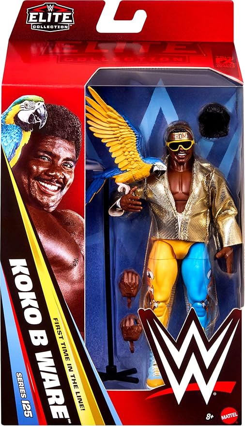 Mattel WWE Elite Action Figure & Accessories, Series #125 Set, 6-inch Collectible Koko B. Ware with 25 Articulation Points & Swappable Hands