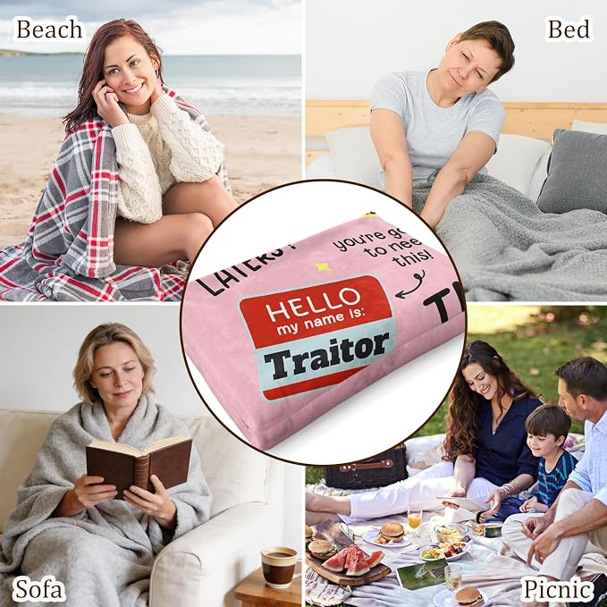 Farewell Gifts for Coworkers, Coworker Leaving Gifts for Women, Men | Pink Traitor Blanket 60" X 50", Goodbye&Going Away Gifts for Coworker, Work Besties, Leaving Gift for Employee Colleague Boss