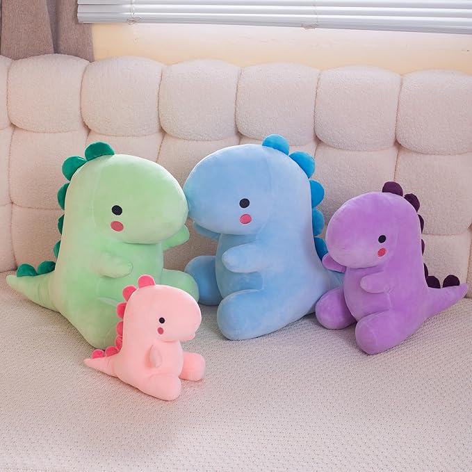 Plush Dinosaur Stuffed Animal, Cute Toys Anime Dinosaur Soft Throw Pillow Gift for Children Boys Girls Blue 14 inch