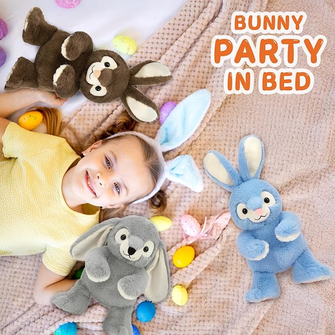 6Pcs Bulk Bunny Plush, Cute Soft Rabbit Stuffed Animal in Bulk for Kids Girls Boys, 15" Easter Basket Stuffers Decorations, Bunny Plushies for Christmas Birthday, Forest Theme Party Decor