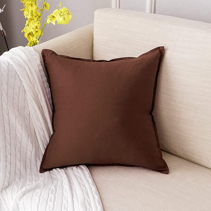 Jeanerlor 20"x20" Pillowcase Green Cousion Cover Decor Cotton Linen with Unique Design to Embellish Garden/Office/Chair/Bed/Couch,(50 x 50cm),Reddish Brown