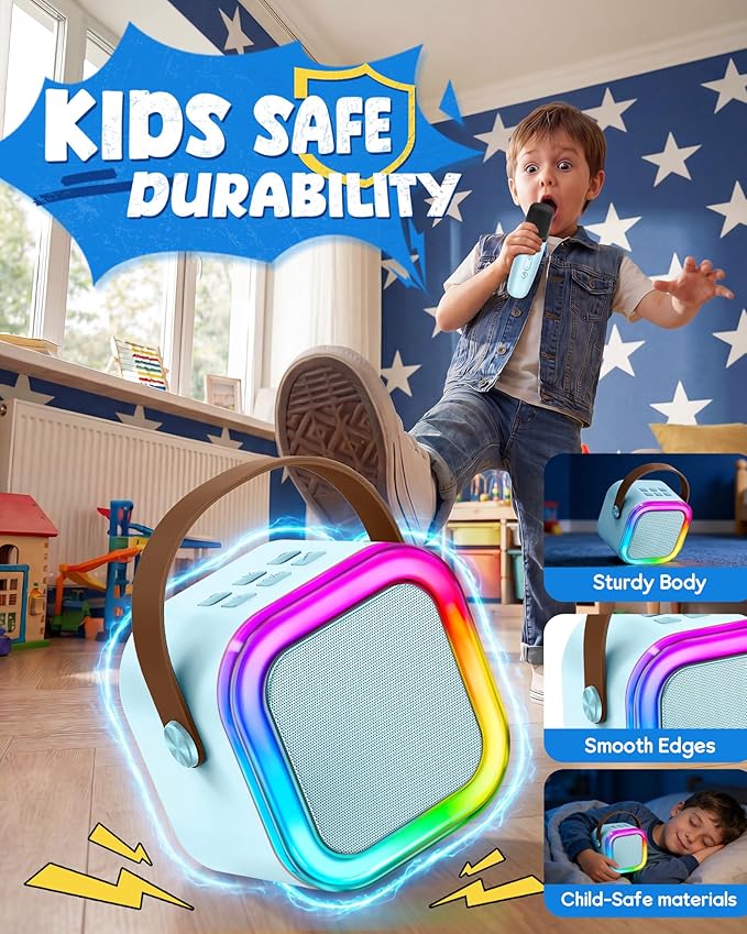 Karaoke Machine for Kids, 2026 TOP Birthday Gifts Toys Ideas for Boys Ages 4, 5, 6, 7, 8, 9, 10, 12+ Years Old, Portable Mini MP3 Player with 2 Wireless Mics for Party