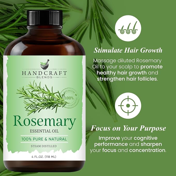 Handcraft Blends Clean & Herbal Set: Rosemary and Tea Tree Essential Oils – (2 x 4 Fl Oz) – 100% Pure & Natural – for Diffuser, Aromatherapy, and DIY Projects
