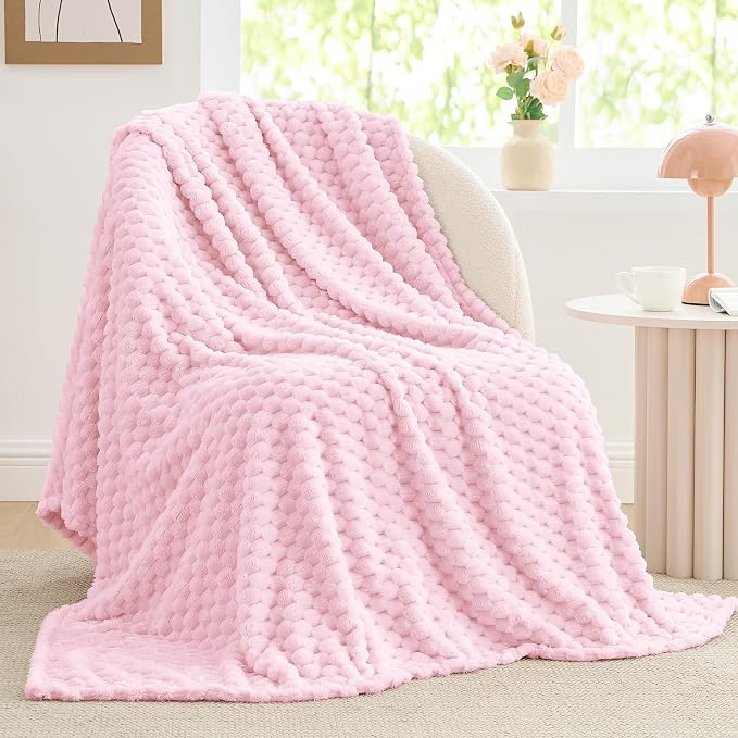 BEDELITE Throw Blanket for Couch, Soft Cozy Gifts for Women, Cherry Blossom | 3D Jacquard Decorative Fleece Blanket, Super Soft Plush Throw, Cute Birthday Gift for Women, Suitable for All Seasons, 50*60
