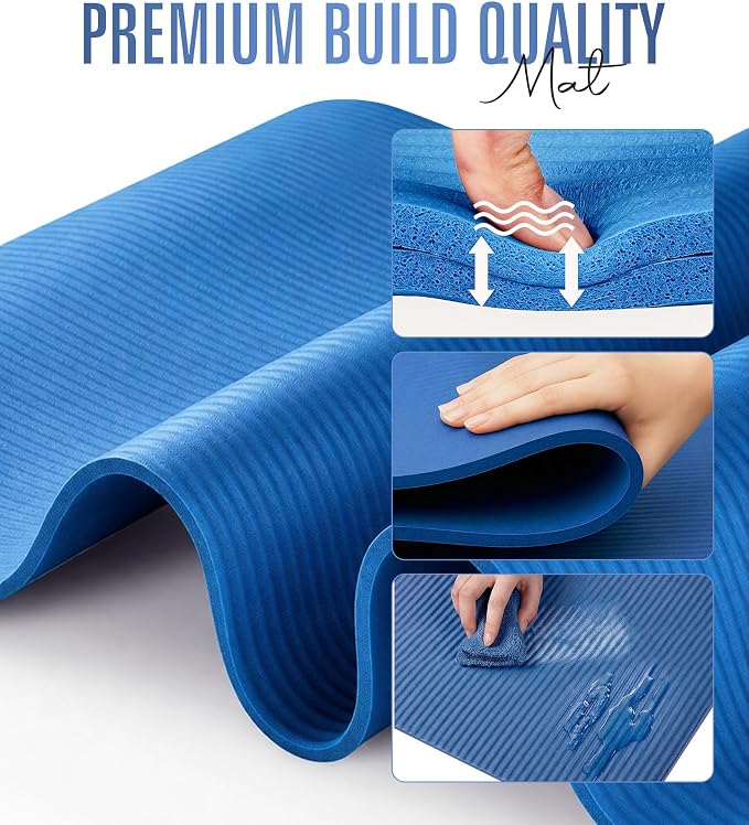 ROMIX Yoga Mat Thick 2/5 Inch (10mm), 72"L x 24"W Non-Slip Workout Mat, Large Yoga Mats for Women Men With Carry Bag and Strap, Exercise Mats for Home Workout Meditation Training Equipment