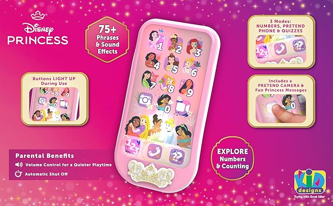 Disney Princess Toy Phone for Kids, Toddler Toys Designed for Fans of Disney Princess Toys