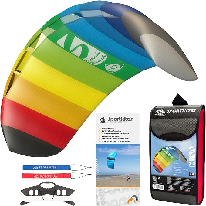 HQ Kites Symphony Beach III 1.3 Stunt Kite 51 Inch Dual - Line Sport Kite, Color: Rainbow - Active Outdoor Fun for Ages 8 and Up