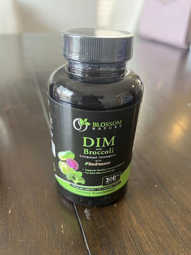DIM Supplement 300mg with Broccoli 200mg BioPerine 10mg-Hormone and Estrogen Balance for Women & Men,Menopause Relief,PMS Support,Hormonal Acne Treatment-120 Caps,Diindolylmethane 150mg per Cap