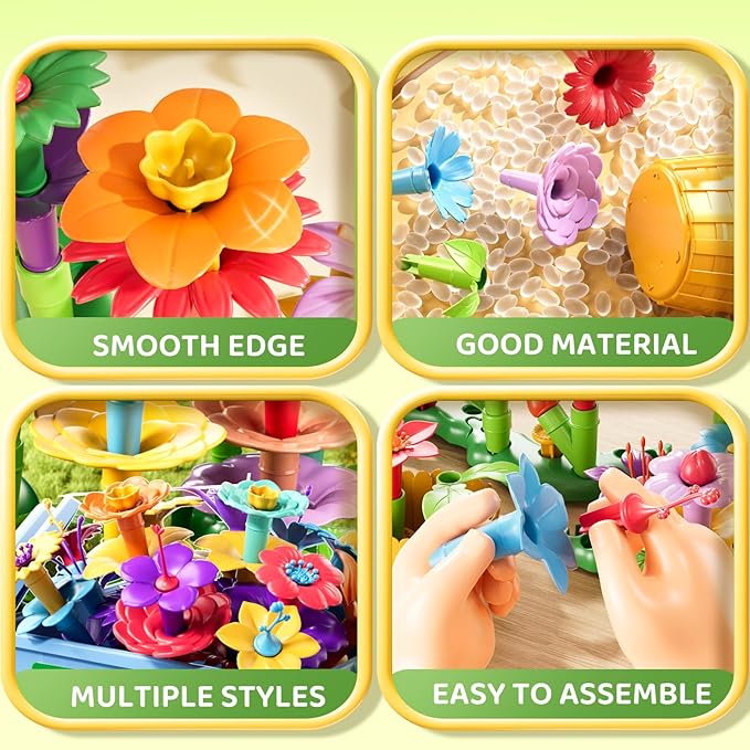81 Pcs 3 Year Old Girl Gifts,Flower Garden Building Toy Set Toddlers Toys Gifts Best Educational Learning Fine DIY Crafts Stem Construction Stacking Kit,for 3 4 5 6 7 Year Kids Birthday