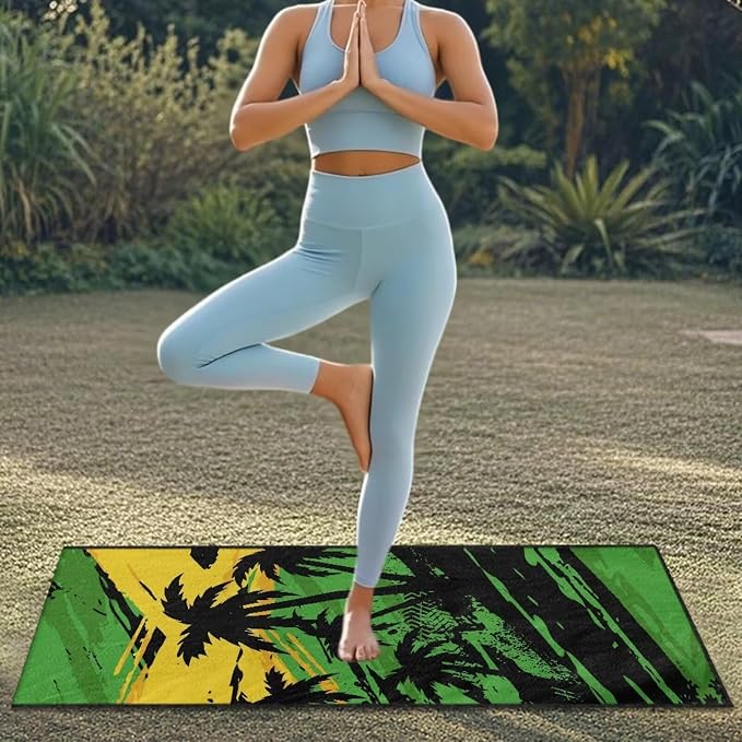 INSTANTARTS Coconut Tree Jamaican Flag Car Seat Cover Protector Sweat Towel Multi-Functional Car Towel