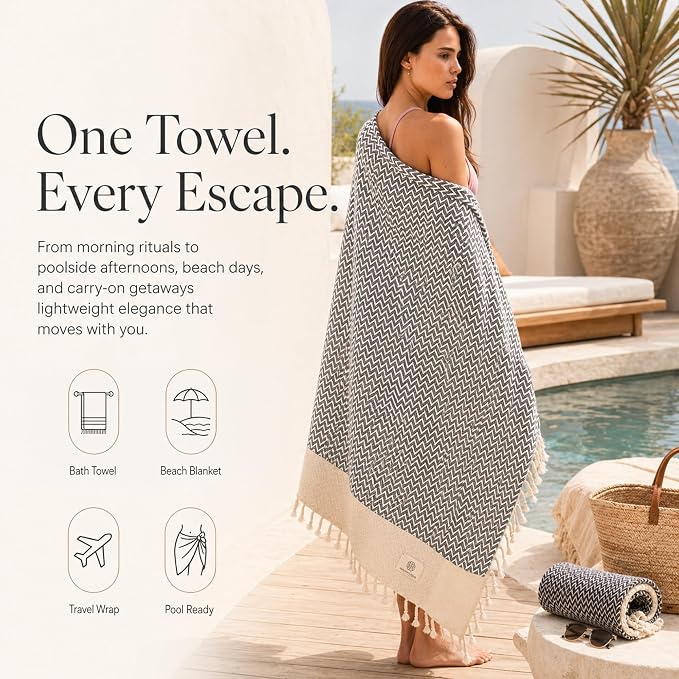 Madamelique Oversized Bath Towel 39"x71" -%100 Premium Cotton Large Bath Towel for Adults - Ultra Soft & Absorbent, Sand-Free,Quick Dry Bath Sheet for Spa, Pool, Travel (Gray)