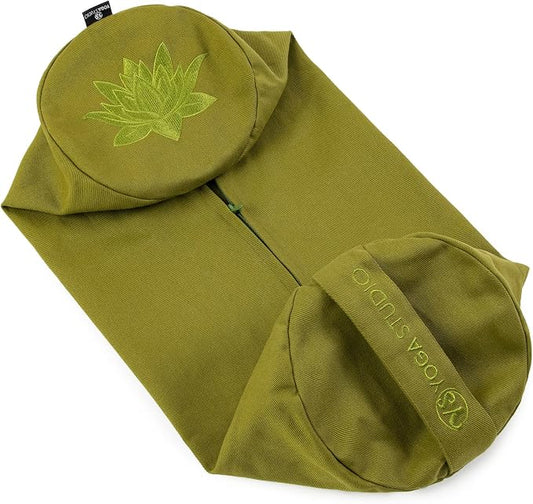 Yoga Studio Spare Organic Cotton Bolster Covers With Handle And Zipper (Olive Green)