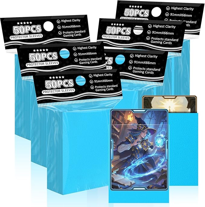 Trading Card Sleeves Perfect Fit TCG Matte Sleeves, Soft Sports Card Protector for Photocard Easy to Shuffle and Stack While Playing Card Game, Standard TCG Card Sleeves (Blue, 300)