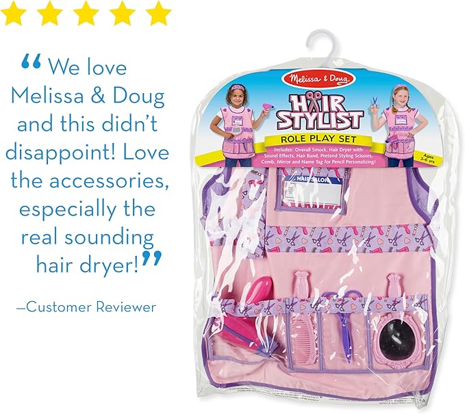 Melissa & Doug Hair Stylist Role Play Costume Dress-Up Set (7 pcs)