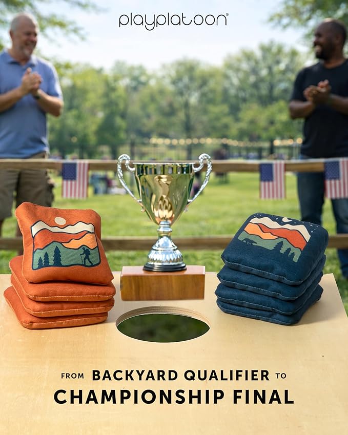 Play Platoon Pro Cornhole Bags Set of 8 - Professional Dual Sided Slick and Sticky Side Competition Corn Hole Bags - Tournament Series