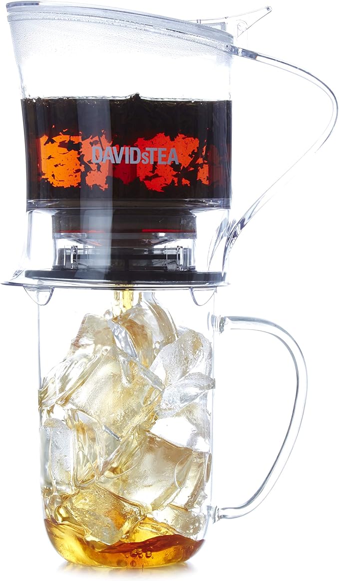 DAVIDsTEA 16 oz Bottom‑Dispensing Tea Steeper with Fine Nylon Infuser – BPA‑Free Tritan, Drip‑Free Loose Leaf Tea Maker (Hot & Iced)