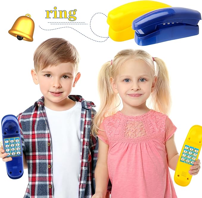 2 Pack Swingset Phone Toys Playground Swing Set Telephone Plastic Pretend Play Telephone with Numeric Key for Kids Outdoor Playground Treehouse Accessories (Yellow, Blue)