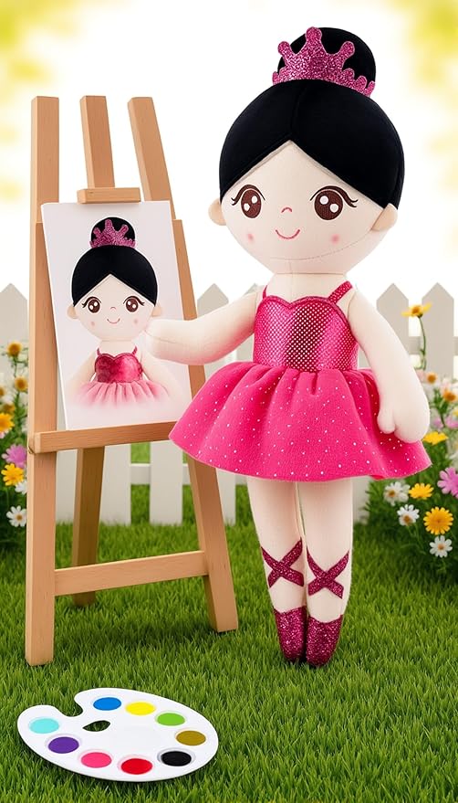 Gloveleya Ballet Toy Baby Girl Gifts Dolls Soft Plush Toy Ballet Girl Doll Rugosa Rose 14 Inches with Gift Box