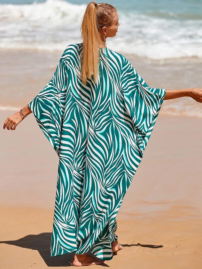 Venasha Womens Caftan Floral Print Kaftan Dress Short Sleeve Swimsuit Cover up Loungewear for Summer