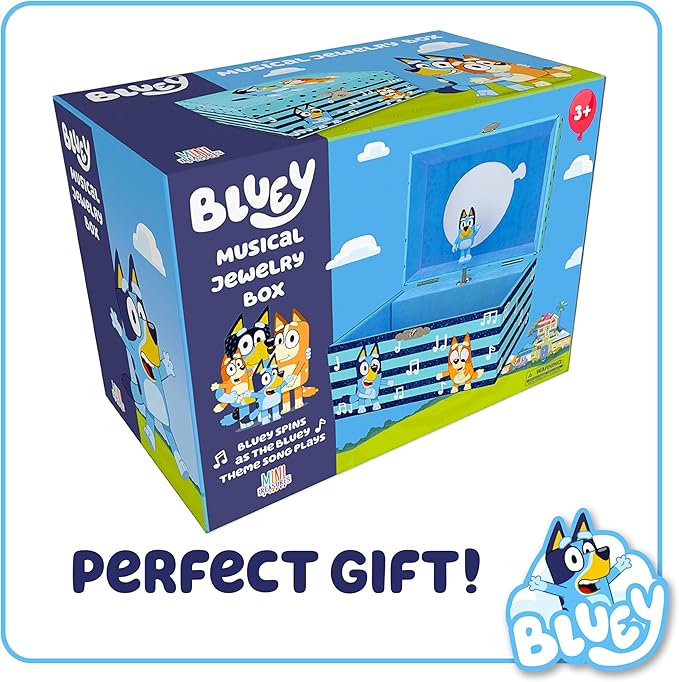 Bluey Jewelry Box for Girls - Musical Jewelry Box with Spinning Figurine, Bluey Toys for Kids Ages 3-5 - Plays Bluey Theme Song - 6 x 4.7 x 3.5 in