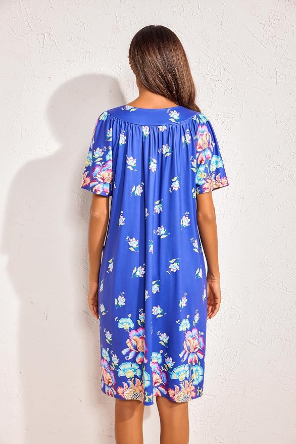 Ekouaer Womens House Dress Floral Print Moo Moos Nightgowns Moomoo Dresses Mumus with Pockets