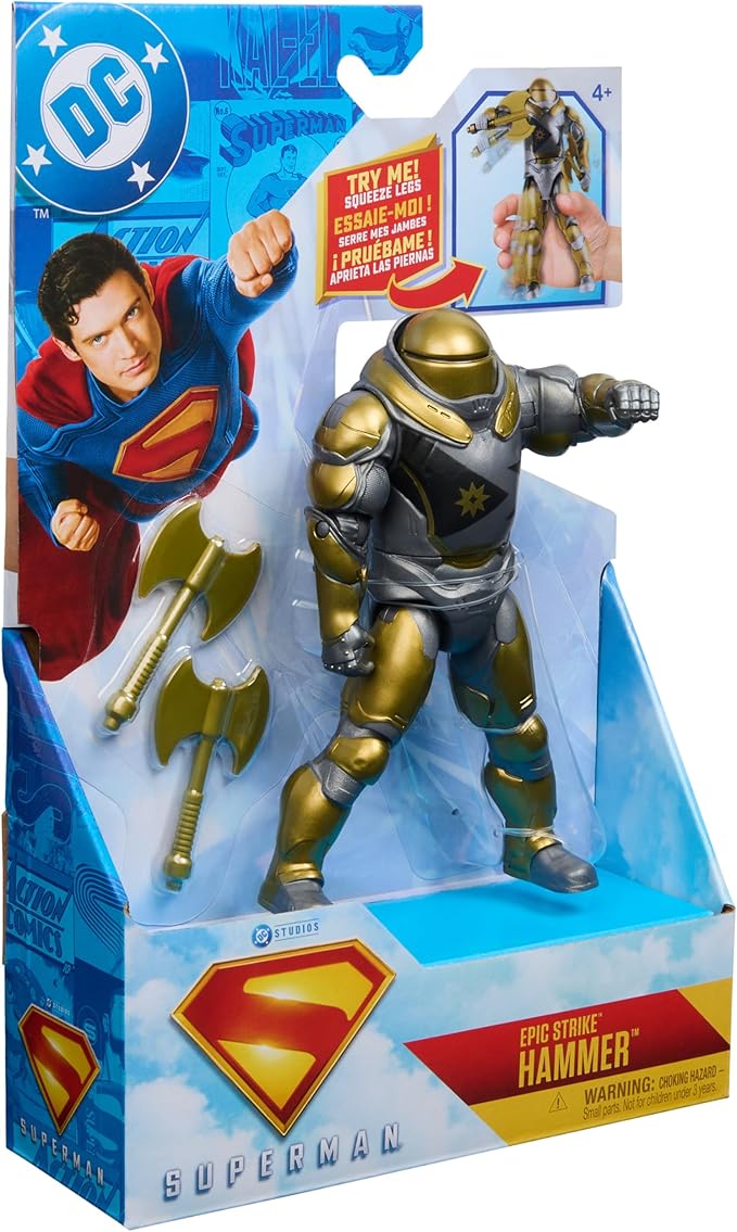 DC Comics, Superman, Hammer of Boravia Epic Strike Action Figure, 6-Inch Tall, Authentic Movie Styling, Includes 2 Accessories, Kids Toys for Boys and Girls Ages 4 and Up