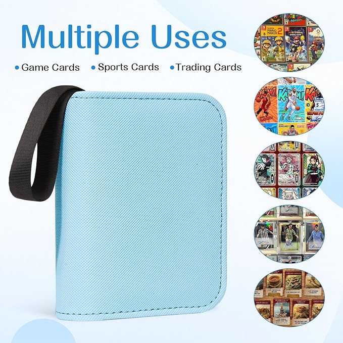 1 Pocket Card Binder – Collectible Trading Card Album, Single Card Holder with 20 Pages, Holds 40 Cards, Side-Loading Mini Binder for TCG, MTG, Sports, Baseball, Football, Small Sports Card Book,Blue