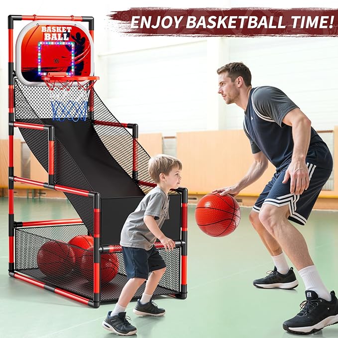Arcade Basketball Game Set for Kids 3-12 Years Old, Kids Basketball Hoop with 4 Balls & Pump, Indoor Outdoor Sports Play Toys, Basketball Games Toys, for Boys Girls Teens