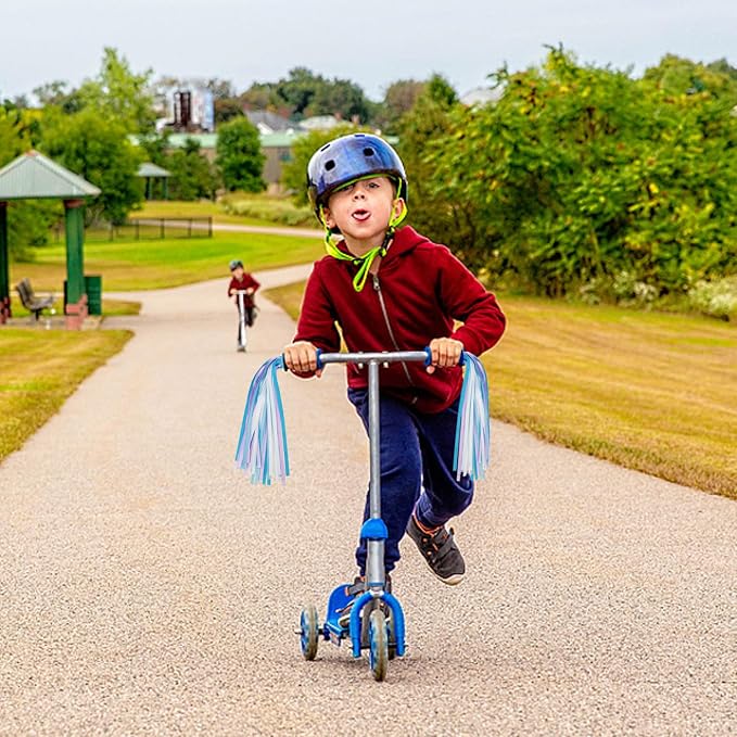 PLATT Kid's Bicycle Handlebar Streamers Colorful Ribbons Tassel for Girls Boys Bicycle Handlebar Scooter Handgrip (Blue 1Pair)