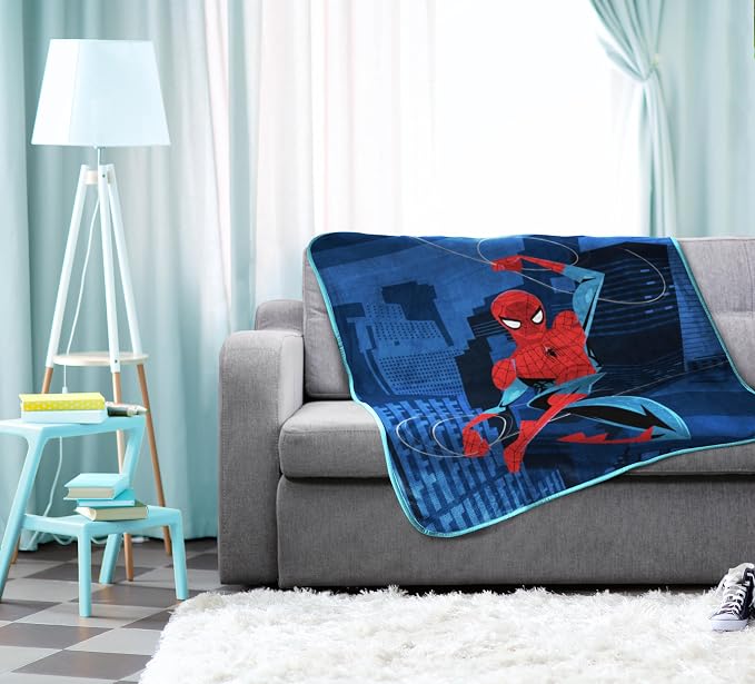 Sunny Side Up Kids Plush Throw Blanket – Children's Soft & Comfy Throw for Couch or Bed – Cozy Home Décor for Living Room & Bedroom, Blue - Spiderman, 40x50 - Travel Blanket