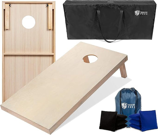Tailgating Pros Cornhole Boards - 4'x2' & 3'x2' Cornhole Game w/Carrying Case & Set of 8 Corn Hole Bags - 150+ Color Combos! Optional LED Lights