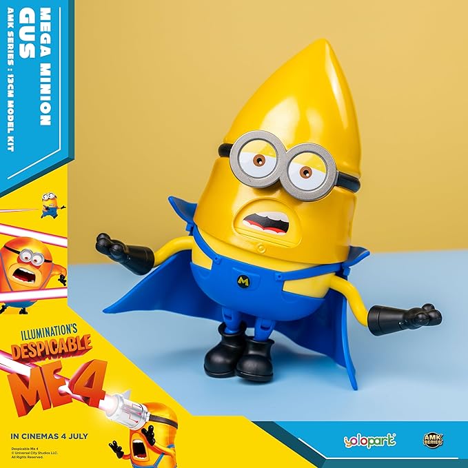 Minions Toy Despicable Me 4 Toys,5.1 Inch Mega Gus Action Figures,6 Interchangeable Expressions and Rotatable Head Minion Model Kits，Gifts for Kids Ages 8 Years & Older