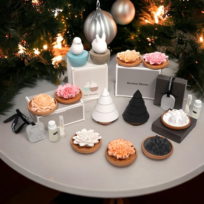 SINT Aroma Diffuser Diatomite Mountain Stone with Wooden Stand | Essential Oil Diffuser with Aromatherapy Fragrant Oil | Diffusers for Home, Oil Diffuser, Room Decor | Black, Fig Fragrance 10 ML