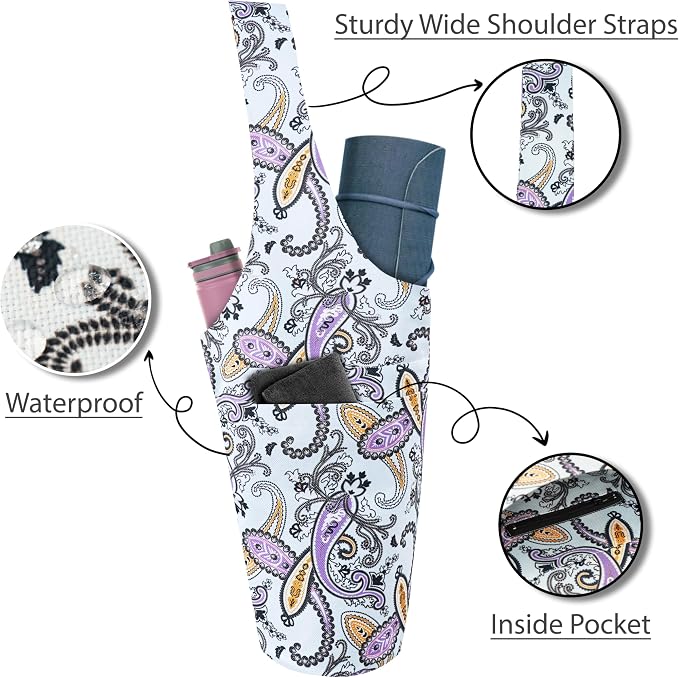 Yoga Mat Bag Yoga Tote Bag with Large Pocket and Zipper Pocket Yoga Mat Bag Carrier Fit Most Size Mats and All You Stuff