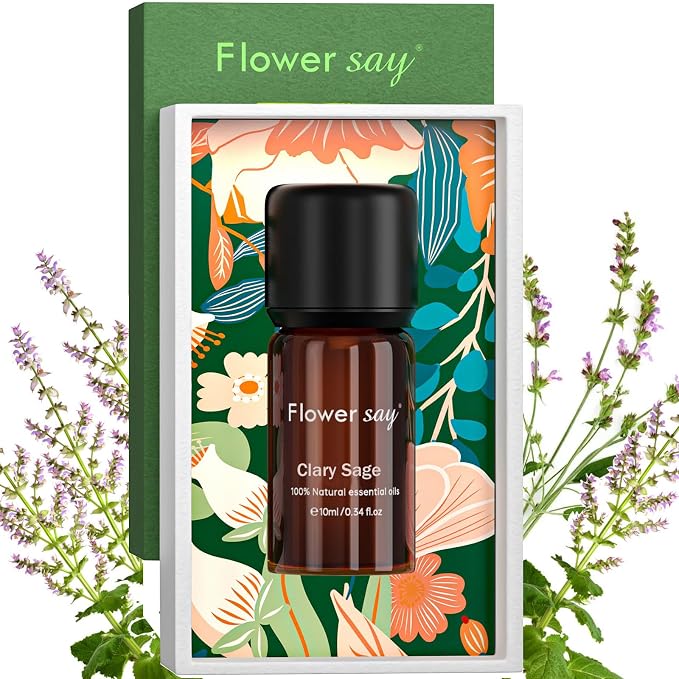 Clary Sage Essential Oil 0.34Oz - 100% Pure Natural MAX Undiluted Premium Therapeutic Grade Essential Oils for Diffuser/Skin Care/Massage/Hair/Toenails
