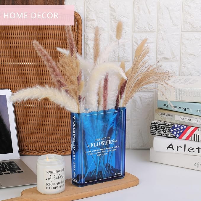 Book-Shaped Vase for Flowers, Book Lovers Gifts Cute Blue Flowers Vases | Aesthetic Room Decor,Must-Have for Home, Bookshelf, Bedroom, Office Decor for Women, Teacher Gift - Like Mothers Day