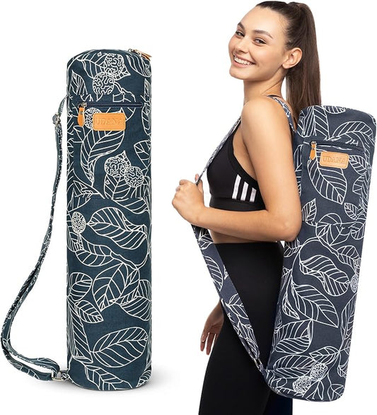 UDANA Canvas Yoga Mat Bag for Women & Men, Full-Zip Carrier with 3 Pockets & Adjustable Strap, Stylish Gym & Pilates Bag – Available in Multiple Sizes