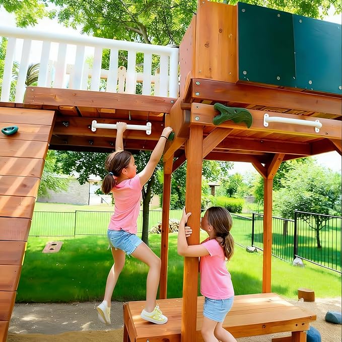 17 Inch Metal Safety Handles for Outdoor Playground Accessories Set of 6 - Playset Handles, Swing Sets Attachment Grab Bars, Kids Hand Grips Monkey Bar for Playhouse, Treehouse, Jungle Gym
