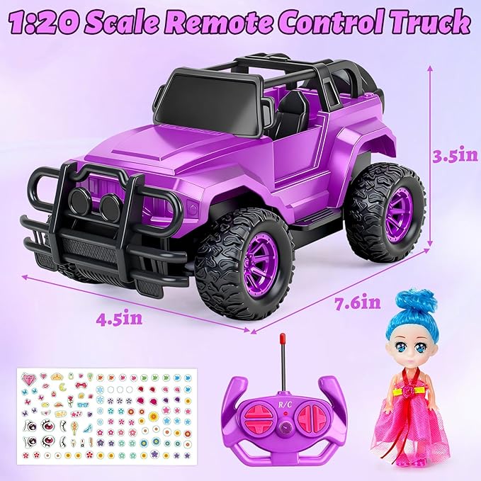 Ynybusi Remote Control Car RC Racing Cars, 1:20 Scale Remote Control Monster Truck, 2.4Ghz LED Light Off-Road Rc Cars,Toy Cars for Kids Boys Girls 6 7 8 9 10 Years Old (Purple)