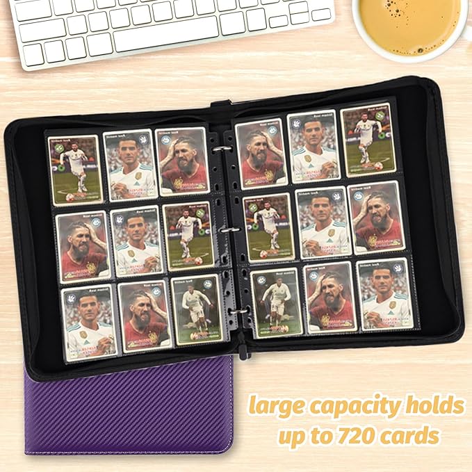 GERMUN 9 Pocket Card Binder, Premium Zip Trading Card Binder, 720 Double Sided Pocket PU Card Collection Binder, Collector Card Album, Card Folder for MTG, TCG, Sports Cards, Game Cards (purple)