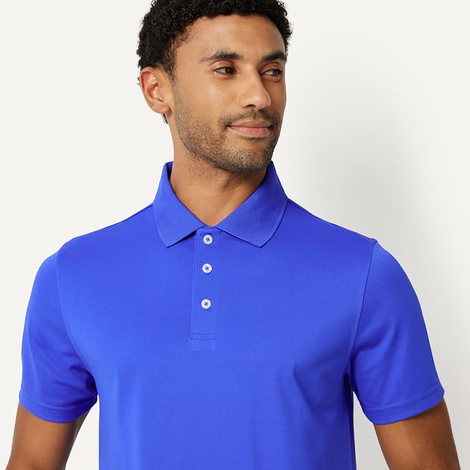 Amazon Essentials Men's Moisture Wicking Golf Polo Shirt, Short Sleeve, Slim-Fit, Quick-Dry, Active Wear